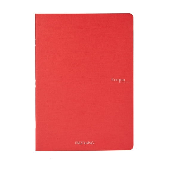Fabriano EcoQua Original Staple-Bound Notebook, 8.3" x 11.7", A4, Graph, 40 Sheets, Red