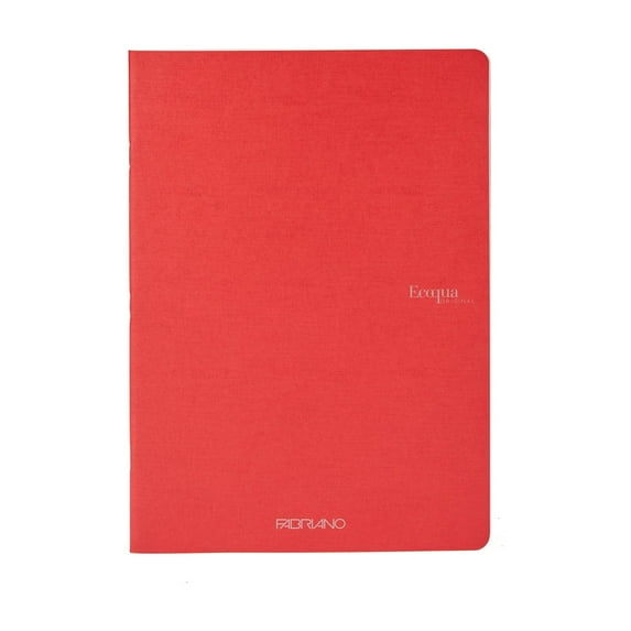Fabriano EcoQua Original Staple-Bound Notebook, 8.3" x 11.7", A4, Graph, 40 Sheets, Red