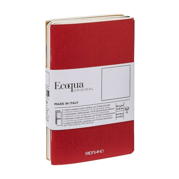 Fabriano Ecoqua Original Pocket Notebook Sets, 4-Notebook Set, Staple-Bound, 3.5" x 5.5", 38 Shts./Bk., 85gsm, Fall Colors, Blank