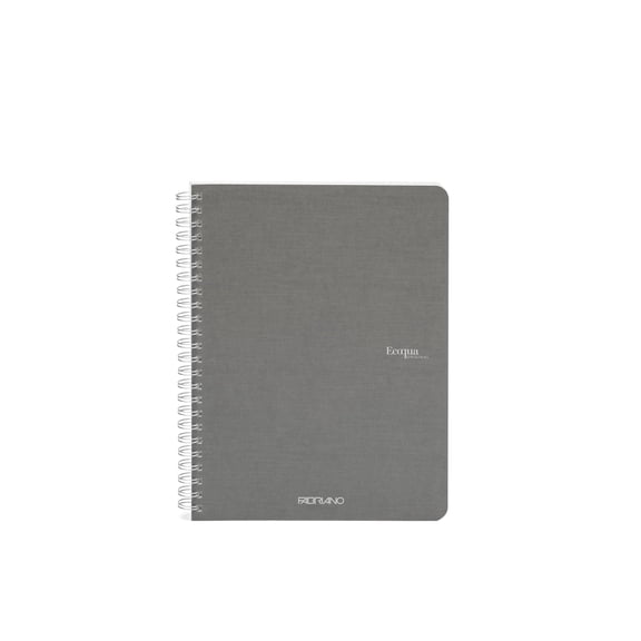 Fabriano Ecoqua Original Spiral-Bound Notebook, 5.8 in x 8.3 in, A5, Graph, 70 Sheets, Grey