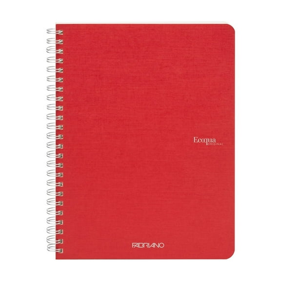 Fabriano Ecoqua Original Spiral-Bound Notebook, 5.8" x 8.3", A5, Graph, 70 Sheets, Red