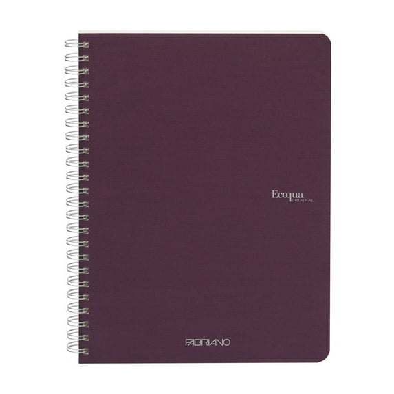 Fabriano Ecoqua Original Spiral-Bound Notebook, 5.8" x 8.3", A5, Lined, 70 Sheets, Wine
