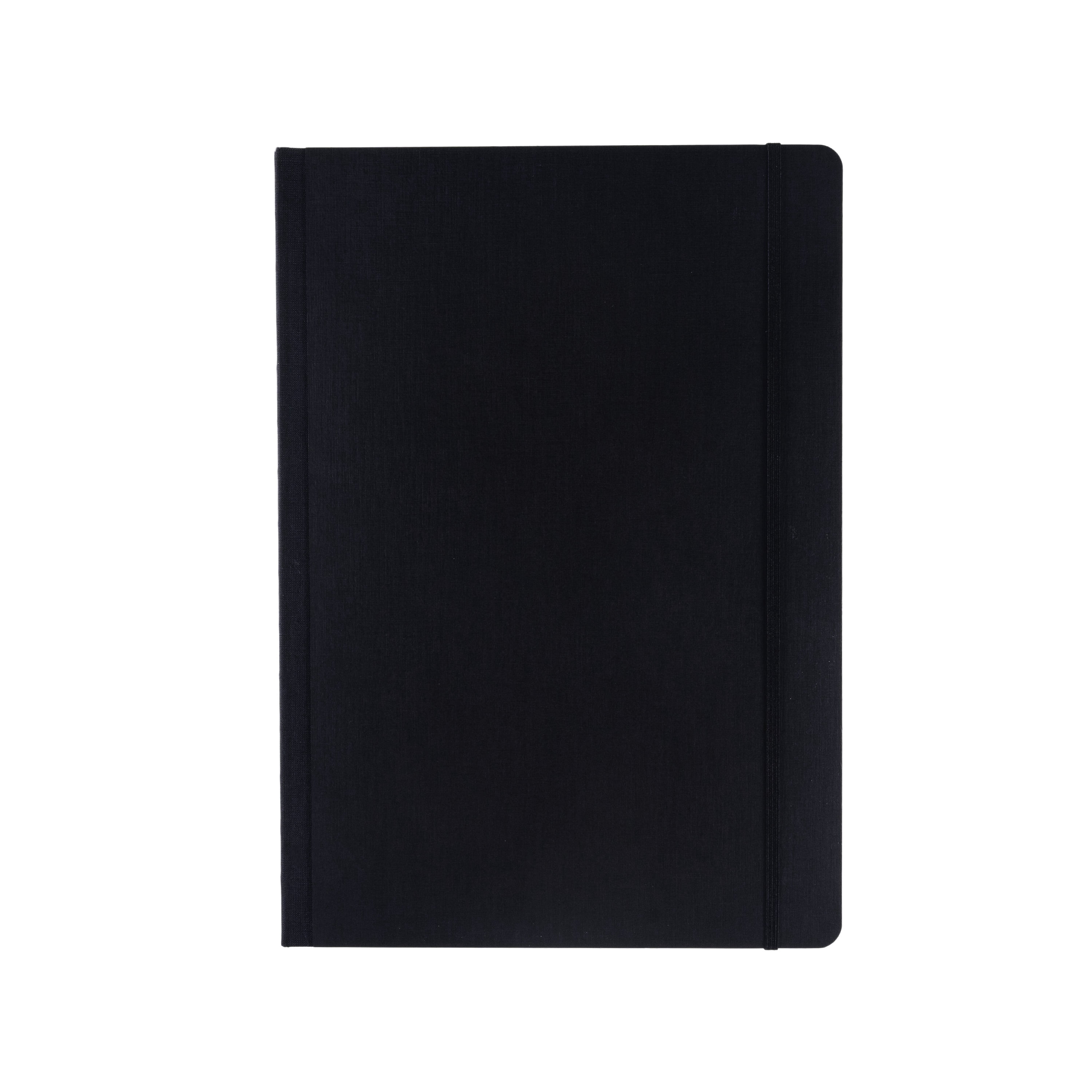 Fabriano Ecoqua Plus Fabric-Bound Notebook, 8.3" x 11.7", A4, Lined, Black