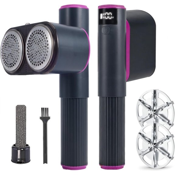 Fabric , 2-in-1 Rechargeable Lint  with  Shaving Heads, Digital LED Display, 6-Leaf , 2-Speed Sweater  to Remove Pilling & Fuzz from Clothes, Furniture, Couch