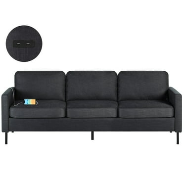 AODAILIHB Fabric 3 Seater Couch with 2 USB 76" W Comfortable Sectional Couches and Sofas for Living Room Bedroom