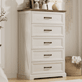 thumbnail image 1 of Hommpa Farmhouse White 5 Drawers Tall Dresser for Bedroom, Wood Rustic Chest of Drawers Dresser for Closet, Storage Dresser Organizer for Living Room, Hallway, Entryway, Home, 1 of 13