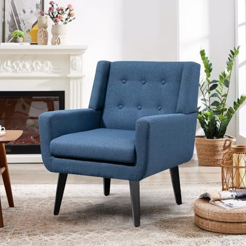 Fabric Accent Chair, Upholstered Slipper Arm Chair ButtonTufted