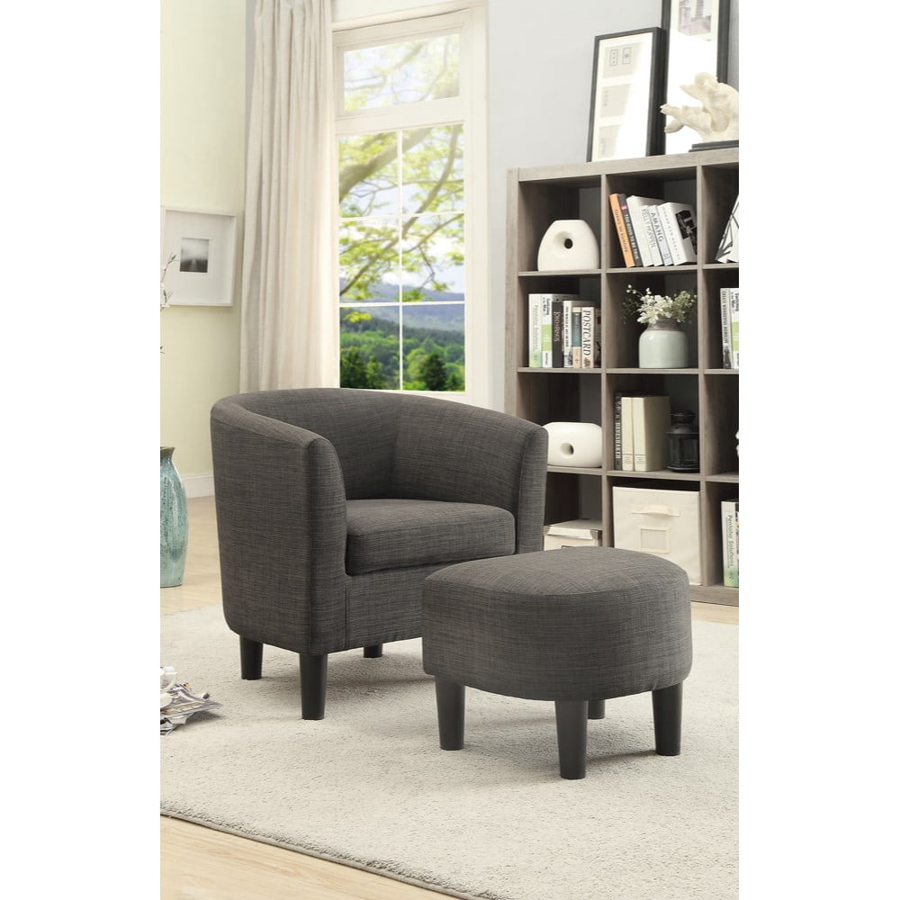 Benzara BM166652 Accent Chair with Ottoman - Gray