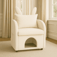thumbnail image 1 of Fabric Accent Chairs, Beige Bunny-Ear Pet-Friendly Armchair with Built-in Cat & Dog Hideaway, Cozy Dual-Use Sofa Chair with Side Pocket, 27.4 x 25.2 x 37.4 inch, Beige Accent Chairs, 1 of 11