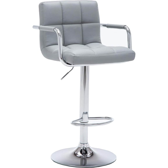 Fabric Accent Chairs, Contemporary Adjustable Swivel Arm Bar Stool with Cushion, Gray, Gray Accent Chairs,Metal Modern Accent Chairs, Furniture Primary Living Space Chairs & Accent Seating