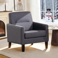 thumbnail image 1 of Mid Century Modern Accent Chair, Upholstered Fabric Armchair with Thick Cushion and Solid Wood Frame, Comfy Reading Chair for Living Room Bedroom Apartment Office (Deep Gray), 1 of 9