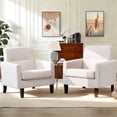 thumbnail image 1 of Mid Century Modern Accent Chair Set of 2, Upholstered Fabric Armchair with Thick Cushion and Solid Wood Frame, Comfy Reading Chair for Living Room Bedroom Apartment Office (Beige), 1 of 9