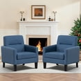 thumbnail image 1 of Fabric Accent Chair Set of 2, Mid Century Modern Living Room Chairs,Comfy Reading Chair with Upholstered Cushion Relax Armchair for Bedroom Apartment,Office(Blue), 1 of 10