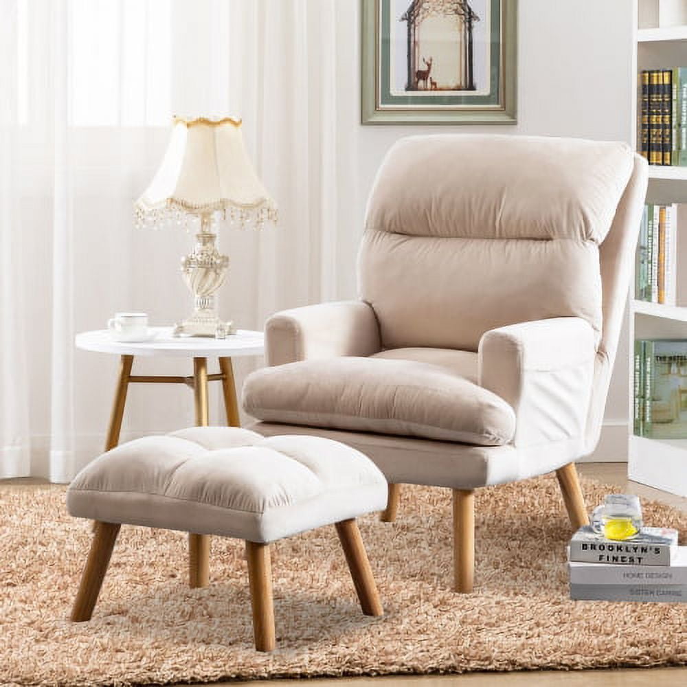 Empierre Beige Fabric Club Chair and Ottoman