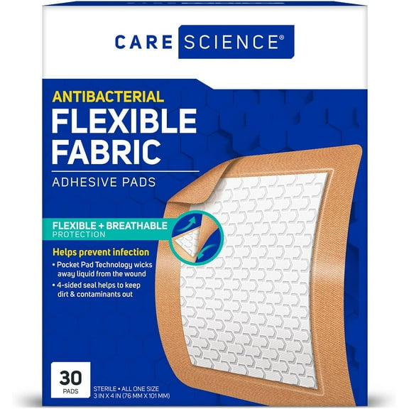 Fabric Adhesive Pad Bandages - 3x4 Inches Extra Large - Non-Stick Strip - Helps Prevent Infection - Made in USA