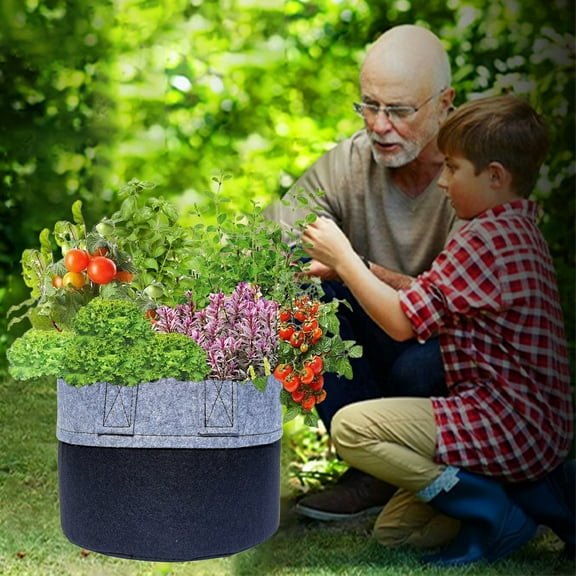 Fabric Aeration Growth Bag | Breathable Non Woven Planting Container with Reinforced Handles | Reusable Vegetable Nursery Pot | Large Space for Healthy Roots | 13.78x11.02 in | Gray | 1 Pack