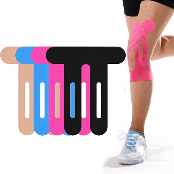 Fabric Athletic Tape, Pain Relief Tape, Recovery Tape, Adhesive Muscle Tape, Ankle Support, Workout Support, Black, 10 Pc, Sports Injury Support, Elastic Therapeutic