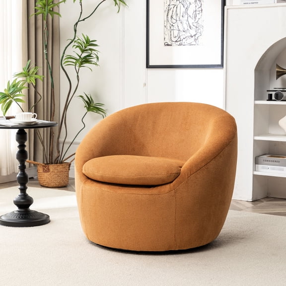 Fabric Barrel Chair | 360° Swivel for Flexible Seating in Living Rooms | Premium Fabric with Round Metal Base | Solves the Problem of Uncomfortable Long - term Sitting