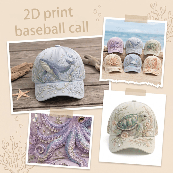 Fabric Baseball Cap, Coral Embroidery, Rhinestone Embellishment, Under The Sea Theme, Adjustable Lightweight Structured Hat with 23X4.5X3 Inch Dimensions for Daily Outdoor Wear
