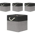 thumbnail image 1 of Fabric Baskets 13 Inch Cube Storage Baskets with Rope Handle, Storage Cube Bins Clothes Basket for Gift, Large Storage Baskets for Storage Books, Blankets (White&Gray), 1 of 13