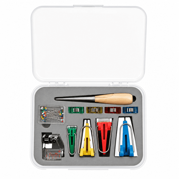 Fabric Bias Tape Maker Kit DIY Quilting Awl Binder Tool for Sewing Projects, Multi-Size, Multi-Color, 1-Set