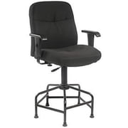 Fabric Big and Tall Stool with Arms - Black