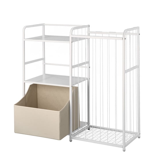 Fabric Bin Bookshelf - 2-Tier Toy Organizer with Storage Chest for Nursery, Living Room