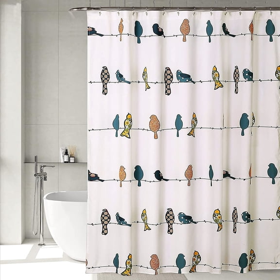 Fabric Bird Shower Curtain, Cute Shower Curtains for Bathroom with Hooks, 72" x 72",Colorful