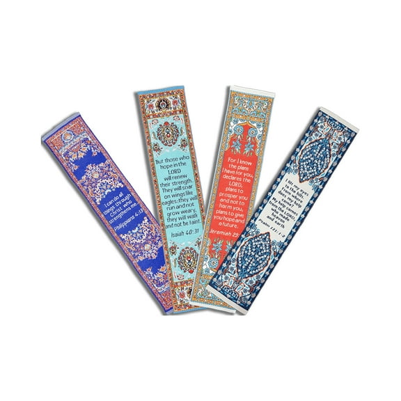 Fabric Bookmark Assortment #3 - 4 Woven Logos Bookmarks