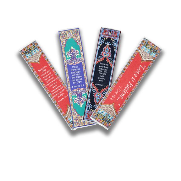 Fabric Bookmark Assortment #4 - 4 Woven Logos Bookmarks