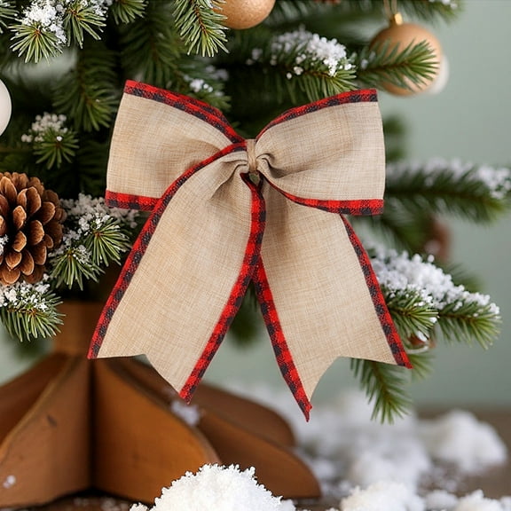 Fabric Bow Christmas Bow Decorations Ribbon Bows for Tree Ornament 17x15x3cm Polyester Home Decor,Red 1Pcs JASKFLY