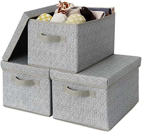 Fabric Boxes with Lids, Storage Bins with Handles, Shelf Bins for ...