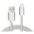 thumbnail image 1 of Fabric Braided 5 ft USB-C Type-C Data Sync Charger Charging Cable for Vivo X80 Pro,X80, S15e, iQOO Neo6, X Note, X Fold, Y21G, iQOO Z6, Y33s 5G, 9, 9 SE (Silver), 1 of 5