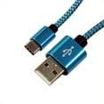 thumbnail image 1 of Fabric Braided 6 ft USB-C Type-C Data Sync Charger Charging Cable Compatible with BlackBerry KEY2 LE, Evolve X, Evolve, Key2, Motion, KEYone, DTEK70, Mercury, DTEK60 (Blue), 1 of 6