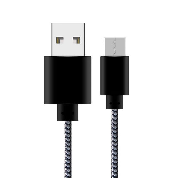 Fabric Braided USB-C Type-C Charger Charging Cable for Samsung Galaxy S21+ 5G, A32 5G, M02s, A12, M21s,S20 FE,S10e, S10 5G, A70 A50 A40 A30, M20, A8s, A6s, A9 (2018), Note 9, A8 Star (Black)