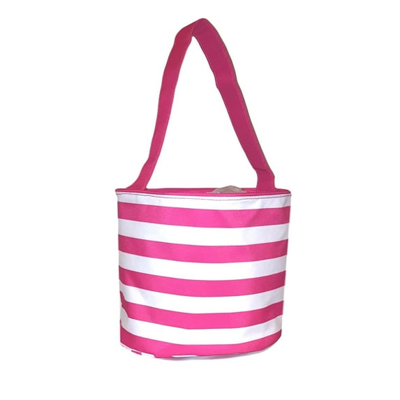 Fabric Bucket Tote Bag for Children - Toys - Easter Basket - Pink & White Stripe