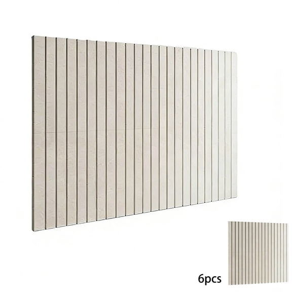 Fabric Bulletin Board 6 Pack Beige Perpendicular Fluted Peel and Stick No Nails Pin Board for Photo Note Display Home Office Wall Decor