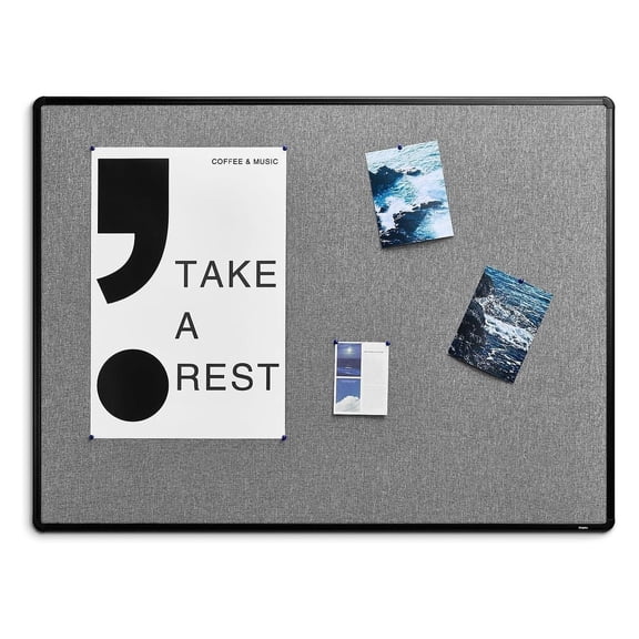 Fabric Bulletin Board, Black Frame, 4-ft x 3-ft (ST61264)