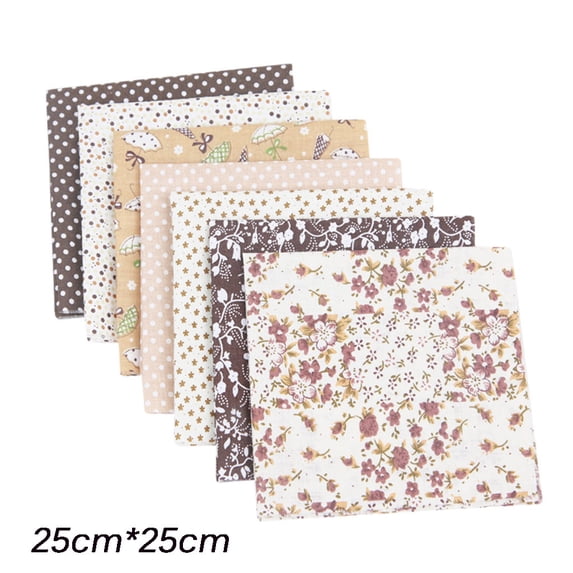 Fabric Bundle, 7-Piece 25x25cm Cotton Patchwork Squares for Quilting, Sewing Craft Fabric for DIY Projects, Assorted Prints for Beginners