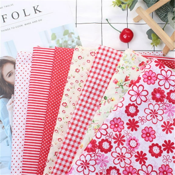 Fabric Bundle Patchwork Squares 7PCS 25x25cm Soft Cotton Quilting Sewing DIY Precut Prewashed Assorted Prints for Bag Wallet Baby Clothes Quilt Crafts School Kids Bedding