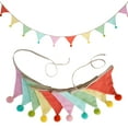 thumbnail image 1 of Fabric Bunting Banner, 2 Pack Handmade Neutral String Banner With Felt Ball Each 8.5 ft 10 Flags Nursery Wall Hanging Wedding Birthday Home Baby Shower Party Decoration Bunting, 1 of 6