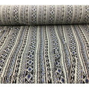 Fabric Challis Rayon Apparel Blue Tan Black Cream Aztec F422
