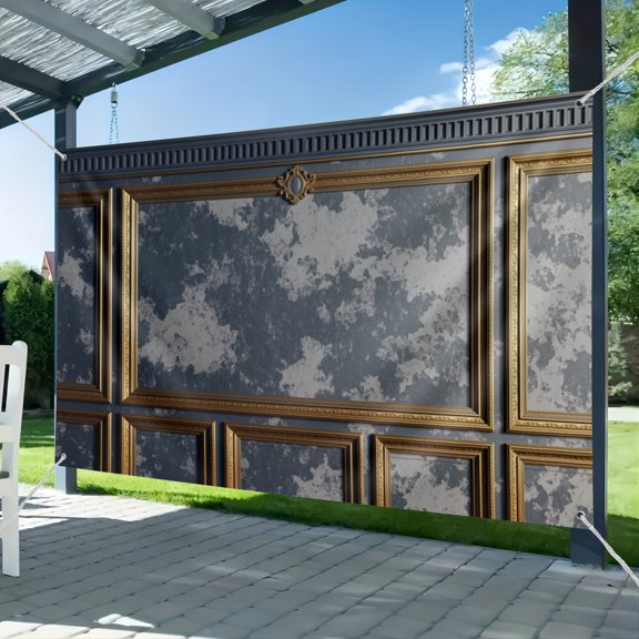 Fabric Classic Gray Panels Backdrop Golden European Frame Vintage Wall Retro Golden Stucco Panels Wall Backdrop Houses Flats Interior Decor Wedding Baby Shower Photo Studio Props