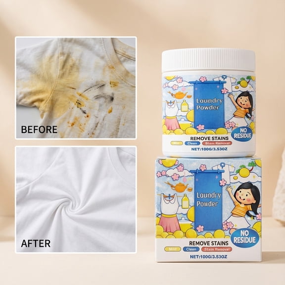 Fabric Cleaner, Clothing Cleaning Powder, Laundry Detergent Booster, Removes Tough Stains and Brightens Whites, for Machine Wash