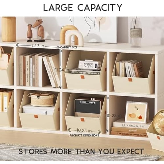 Fabric Closet Storage Cubes - 6 Pack Square Storage Bins with Dual Handles for Clothes, Towels, Toys, Cube Storage Organizers for Bedroom, Nursery, Shelves, Closet, Small Spaces, Beige