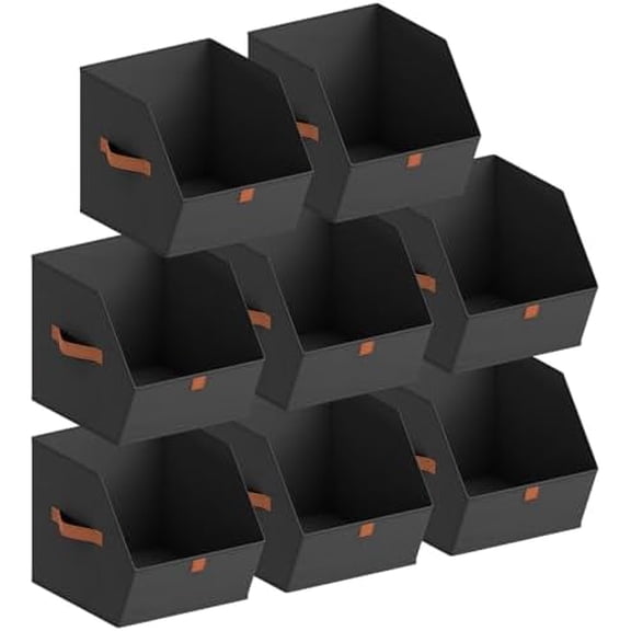 Fabric Closet Storage Cubes - 8 Pack Square Storage Bins with Dual Handles for Clothes, Towels, Toys, Cube Storage Organizers for Bedroom, Nursery, Shelves, Closet, Small Spaces, Black