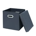 thumbnail image 1 of Fabric Cloth Storage Bins with Lid, Foldable Storage Cube Bins Organizer with Dual Handles Foldable Baskets for Home Bedroom Organizer, 1pcs (Gray), 1 of 6