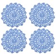 thumbnail image 1 of Fabric Coasters, 4pack 4" - Cotton Woven Crochet Doilies, Lace Embroidery Cup Mat with Floral Pattern (Blue), 1 of 5