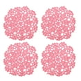 thumbnail image 1 of Fabric Coasters, 4pack 4" - Cotton Woven Crochet Doilies, Lace Embroidery Cup Mat with Floral Pattern (Pink), 1 of 5