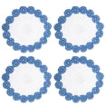 thumbnail image 1 of Fabric Coasters, 4pack 8" - Cotton Woven Crochet Doilies, Lace Embroidery Cup Mat with Floral Pattern (Blue), 1 of 5